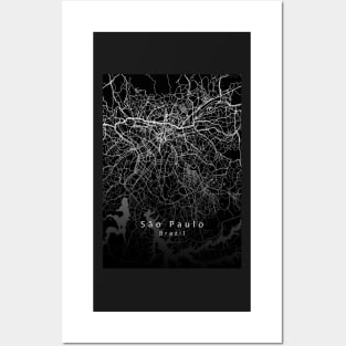 Sao Paulo Brazil City Map dark Posters and Art